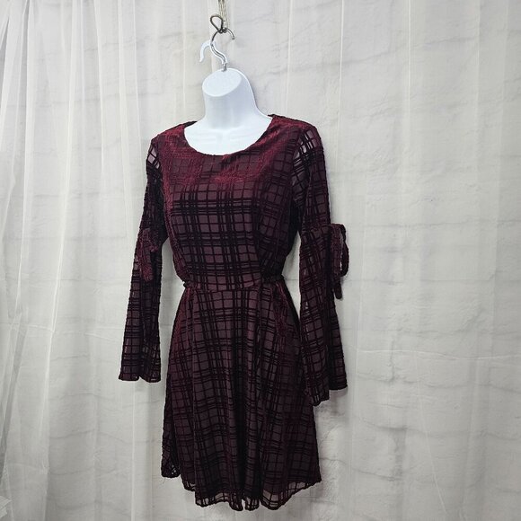 LC Lauren Conrad Burgundy Purple Velour Goth Boho Dress Sheer Fairy S - Picture 7 of 15